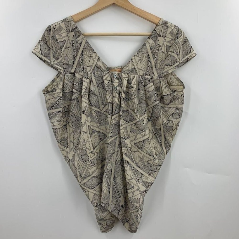 Mara‎ Hoffman Women's Geometric Sleeveless Button Front Flowing Top Size S
